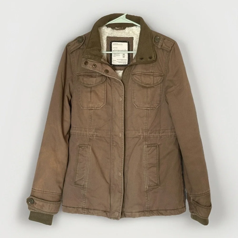 Abercrombie & Fitch New York Brown Military Jacket Women's M Y2K 90s‎ Utility